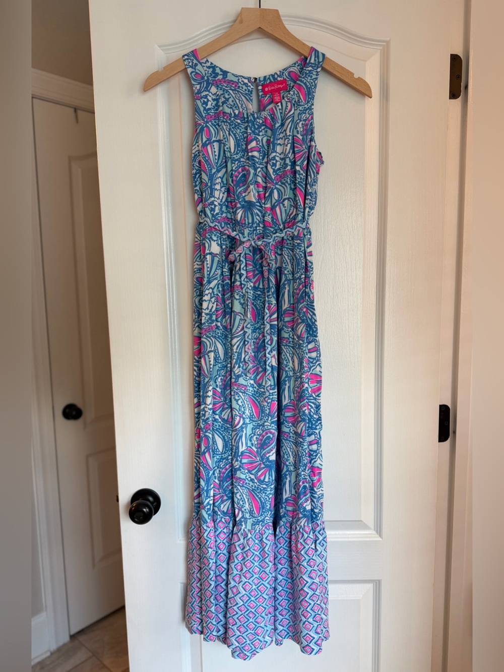 Lilly Pulitzer x Target Girls Blue & Pink Shell Print Maxi Dress YL 10/12